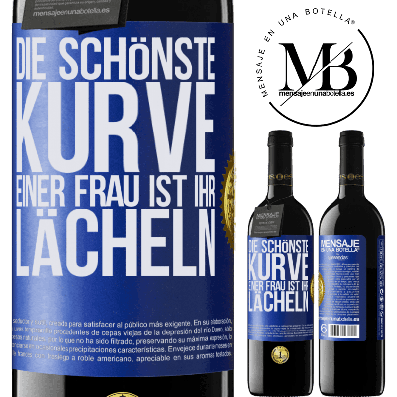 39,95 € Kostenloser Versand | Rotwein RED Ausgabe MBE Reserve Die schönste Kurve einer Frau ist ihr Lächeln Blaue Markierung. Anpassbares Etikett Reserve 12 Monate Ernte 2015 Tempranillo