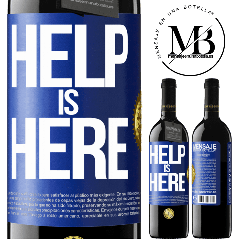 39,95 € Kostenloser Versand | Rotwein RED Ausgabe MBE Reserve Help is Here Blaue Markierung. Anpassbares Etikett Reserve 12 Monate Ernte 2015 Tempranillo