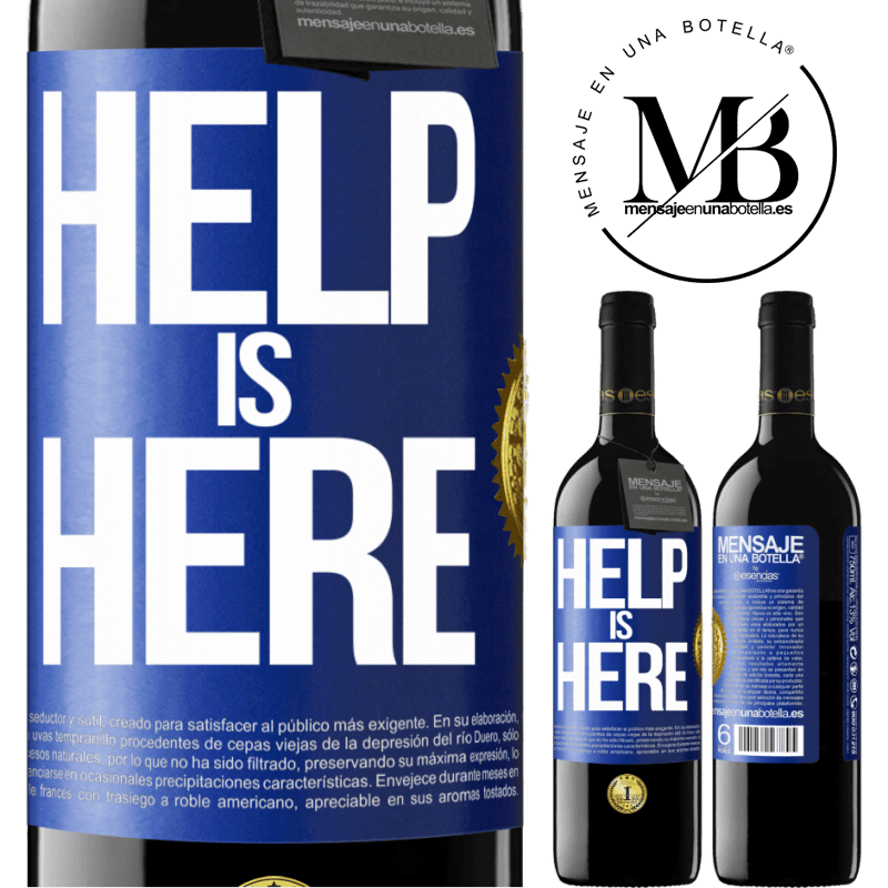 39,95 € Spedizione Gratuita | Vino rosso Edizione RED MBE Riserva Help is Here Etichetta Blu. Etichetta personalizzabile Riserva 12 Mesi Raccogliere 2015 Tempranillo