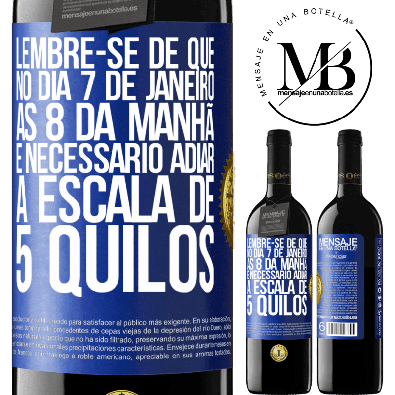 39,95 € Envio grátis | Vinho tinto Edição RED MBE Reserva Lembre-se de que, no dia 7 de janeiro, às 8 da manhã, é necessário adiar a escala de 5 quilos Etiqueta Azul. Etiqueta personalizável Reserva 12 Meses Colheita 2016 Tempranillo