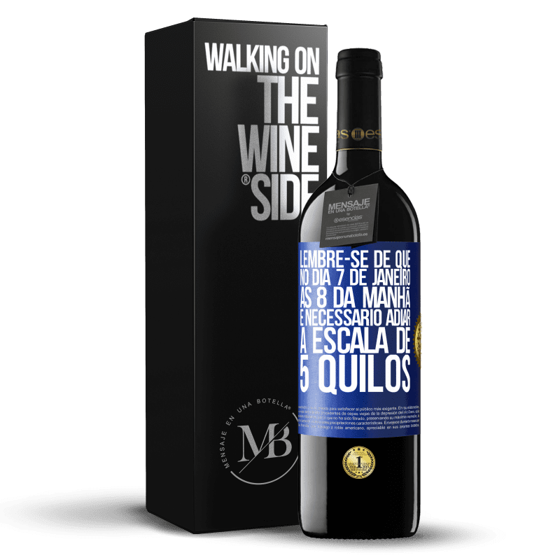 39,95 € Envio grátis | Vinho tinto Edição RED MBE Reserva Lembre-se de que, no dia 7 de janeiro, às 8 da manhã, é necessário adiar a escala de 5 quilos Etiqueta Azul. Etiqueta personalizável Reserva 12 Meses Colheita 2014 Tempranillo