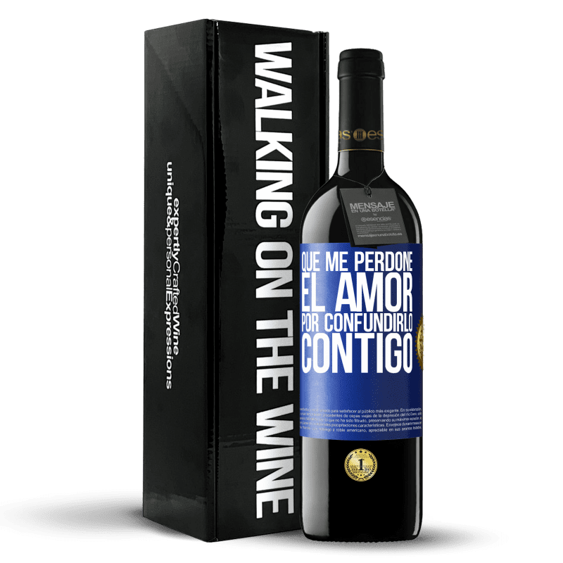 39,95 € Envío gratis | Vino Tinto Edición RED MBE Reserva Que me perdone el amor por confundirlo contigo Etiqueta Azul. Etiqueta personalizable Reserva 12 Meses Cosecha 2015 Tempranillo