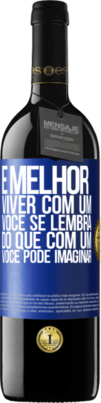 39,95 € Envio grátis | Vinho tinto Edição RED MBE Reserva É melhor viver com um Você se lembra do que com um Você pode imaginar Etiqueta Azul. Etiqueta personalizável Reserva 12 Meses Colheita 2016 Tempranillo