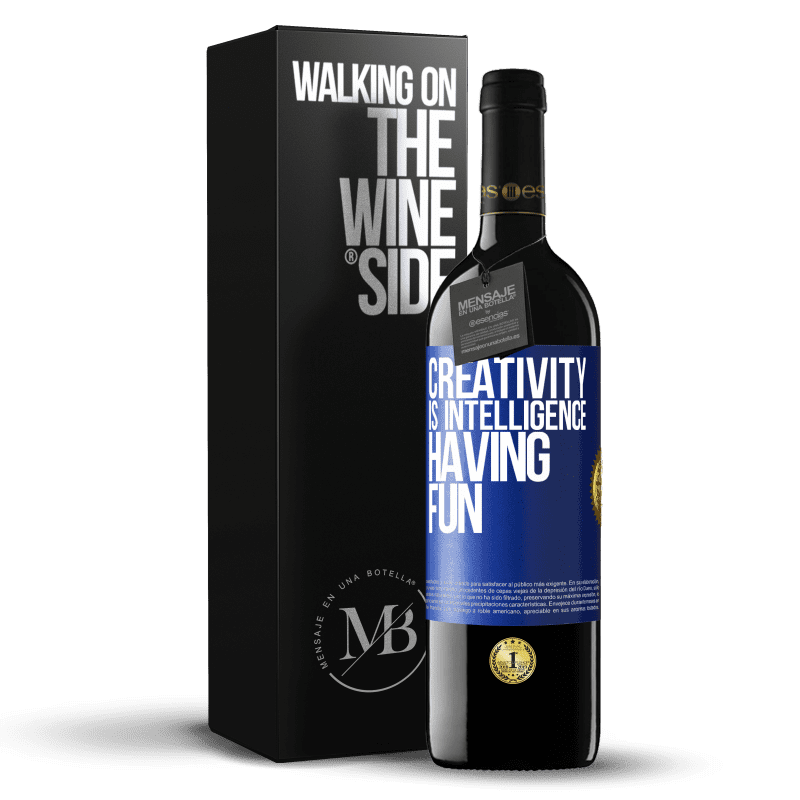 39,95 € Free Shipping | Red Wine RED Edition MBE Reserve Creativity is intelligence having fun Blue Label. Customizable label Reserve 12 Months Harvest 2014 Tempranillo