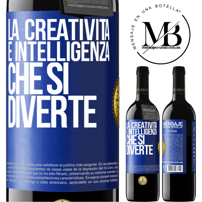 39,95 € Spedizione Gratuita | Vino rosso Edizione RED MBE Riserva La creatività è intelligenza che si diverte Etichetta Blu. Etichetta personalizzabile Riserva 12 Mesi Raccogliere 2016 Tempranillo