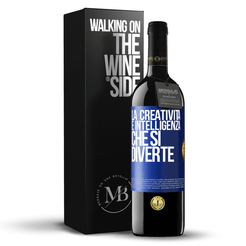 39,95 € Spedizione Gratuita | Vino rosso Edizione RED MBE Riserva La creatività è intelligenza che si diverte Etichetta Blu. Etichetta personalizzabile Riserva 12 Mesi Raccogliere 2016 Tempranillo