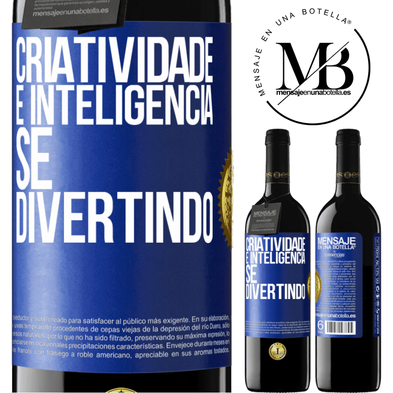 39,95 € Envio grátis | Vinho tinto Edição RED MBE Reserva Criatividade é inteligência se divertindo Etiqueta Azul. Etiqueta personalizável Reserva 12 Meses Colheita 2014 Tempranillo