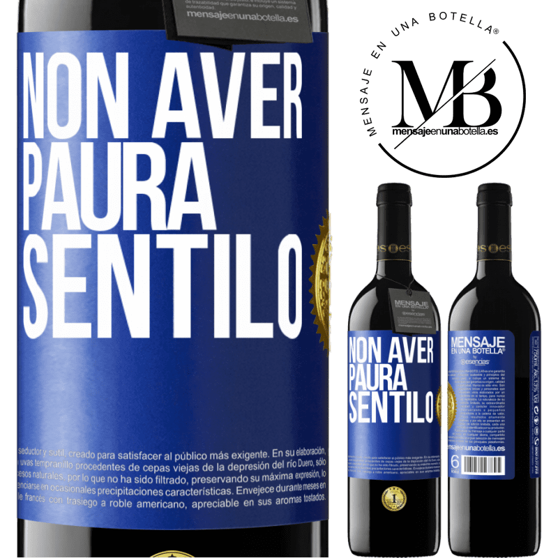 39,95 € Spedizione Gratuita | Vino rosso Edizione RED MBE Riserva Non aver paura, sentilo Etichetta Blu. Etichetta personalizzabile Riserva 12 Mesi Raccogliere 2014 Tempranillo