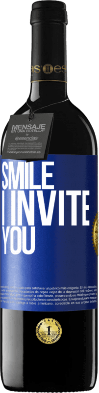 Free Shipping | Red Wine RED Edition MBE Reserve Smile I invite you Blue Label. Customizable label Reserve 12 Months Harvest 2014 Tempranillo