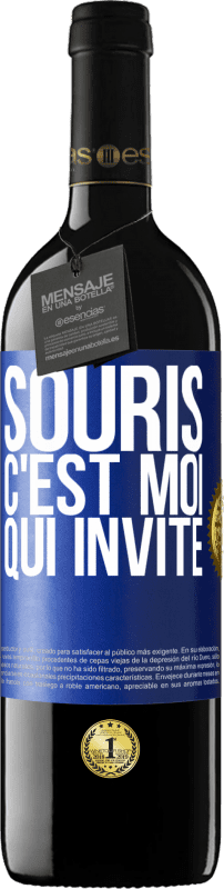 Envoi gratuit | Vin rouge Édition RED MBE Réserve Souris, c'est moi qui invite Étiquette Bleue. Étiquette personnalisable Réserve 12 Mois Récolte 2014 Tempranillo