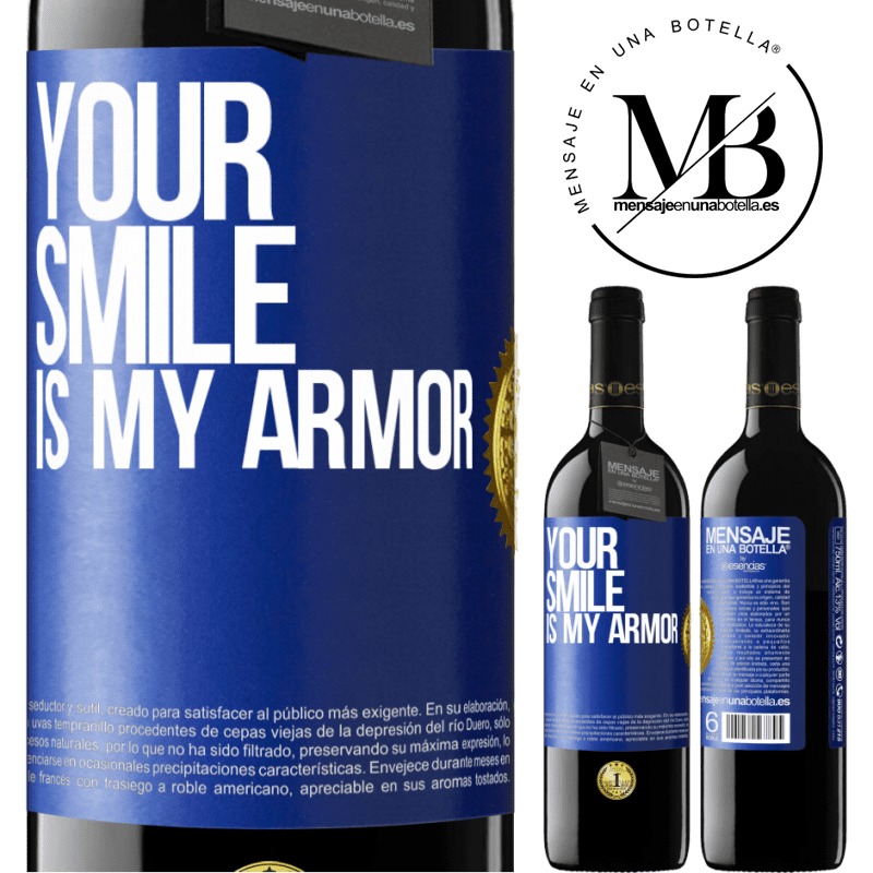 39,95 € Free Shipping | Red Wine RED Edition MBE Reserve Your smile is my armor Blue Label. Customizable label Reserve 12 Months Harvest 2016 Tempranillo