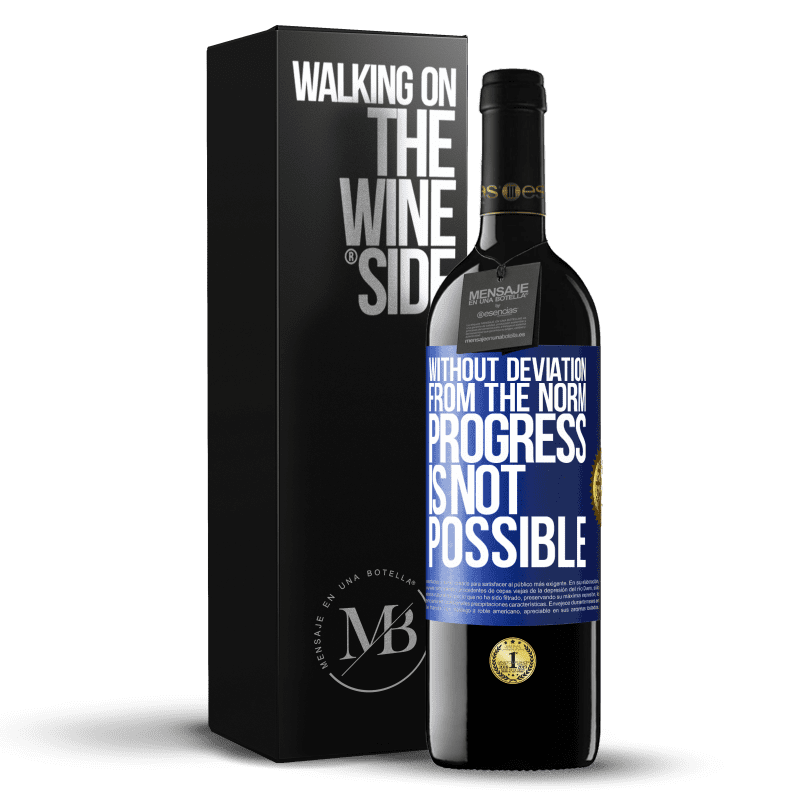 24,95 € Free Shipping | Red Wine RED Edition Crianza 6 Months Without deviation from the norm, progress is not possible Blue Label. Customizable label Aging in oak barrels 6 Months Harvest 2019 Tempranillo