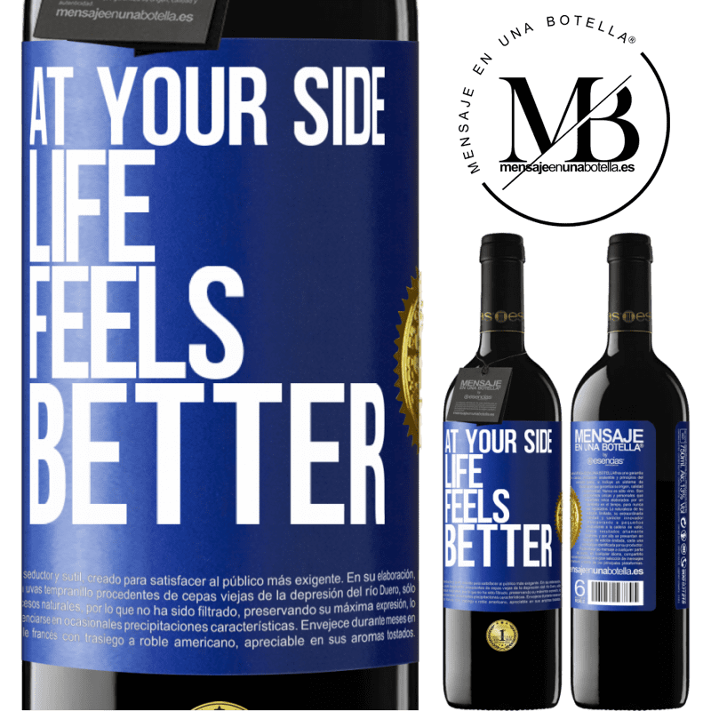 39,95 € Free Shipping | Red Wine RED Edition MBE Reserve At your side life feels better Blue Label. Customizable label Reserve 12 Months Harvest 2015 Tempranillo