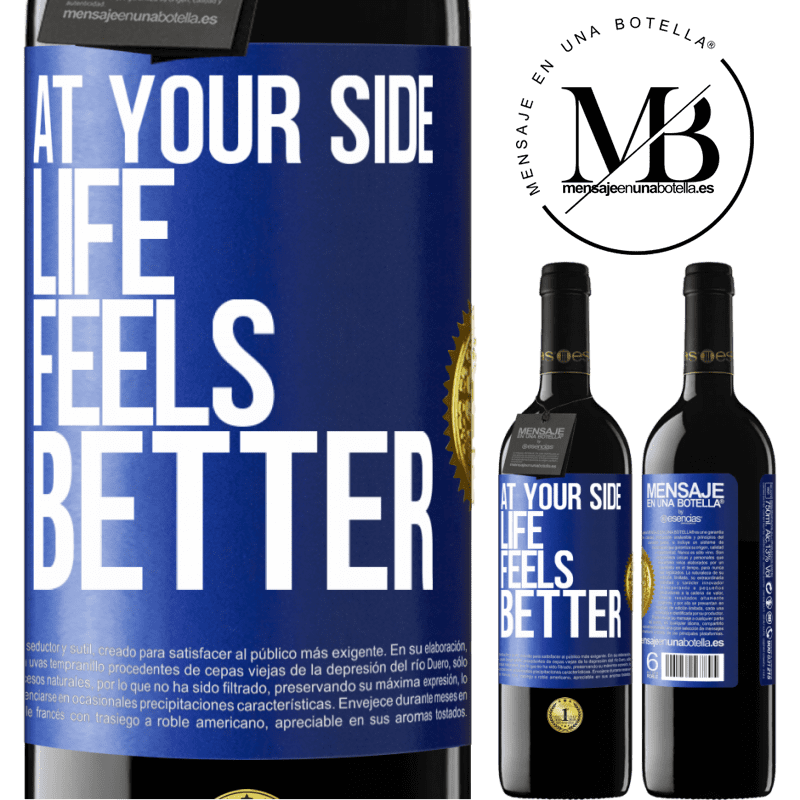 39,95 € Free Shipping | Red Wine RED Edition MBE Reserve At your side life feels better Blue Label. Customizable label Reserve 12 Months Harvest 2016 Tempranillo