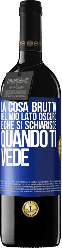 39,95 € Spedizione Gratuita | Vino rosso Edizione RED MBE Riserva La cosa brutta del mio lato oscuro è che si schiarisce quando ti vede Etichetta Blu. Etichetta personalizzabile Riserva 12 Mesi Raccogliere 2016 Tempranillo
