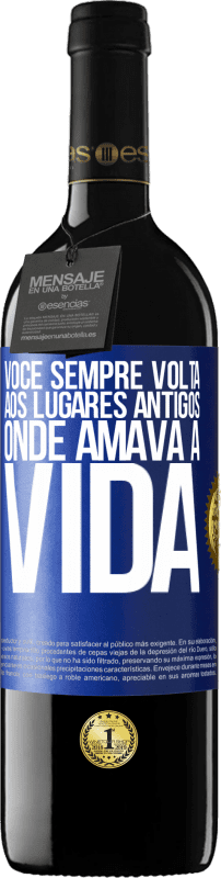 39,95 € Envio grátis | Vinho tinto Edição RED MBE Reserva Você sempre volta aos lugares antigos onde amava a vida Etiqueta Azul. Etiqueta personalizável Reserva 12 Meses Colheita 2015 Tempranillo