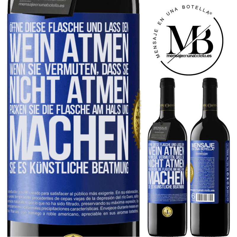 39,95 € Kostenloser Versand | Rotwein RED Ausgabe MBE Reserve Öffnen Sie diese Flasche und lassen Sie den Wein atmen. Wenn Sie vermuten, dass er nicht atmet, packen Sie die Flasche am Hals u Blaue Markierung. Anpassbares Etikett Reserve 12 Monate Ernte 2014 Tempranillo