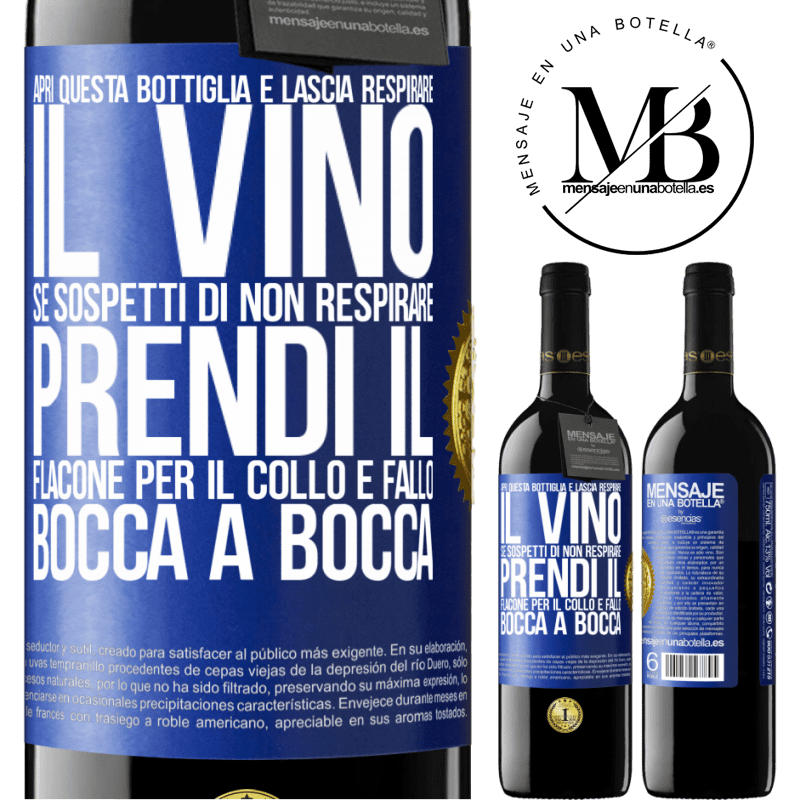 39,95 € Spedizione Gratuita | Vino rosso Edizione RED MBE Riserva Apri questa bottiglia e lascia respirare il vino. Se sospetti di non respirare, prendi il flacone per il collo e fallo bocca Etichetta Blu. Etichetta personalizzabile Riserva 12 Mesi Raccogliere 2014 Tempranillo