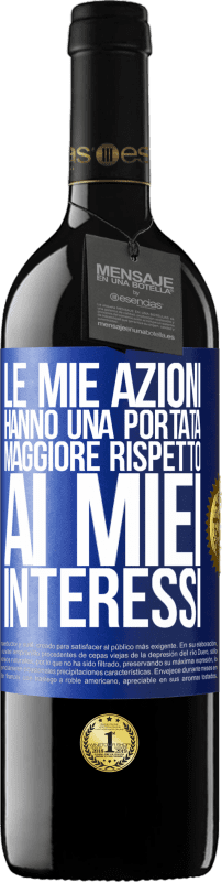 39,95 € | Vino rosso Edizione RED MBE Riserva Le mie azioni hanno una portata maggiore rispetto ai miei interessi Etichetta Blu. Etichetta personalizzabile Riserva 12 Mesi Raccogliere 2016 Tempranillo