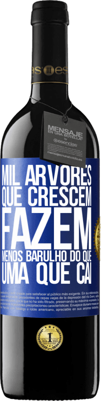 39,95 € Envio grátis | Vinho tinto Edição RED MBE Reserva Mil árvores que crescem fazem menos barulho do que uma que cai Etiqueta Azul. Etiqueta personalizável Reserva 12 Meses Colheita 2014 Tempranillo