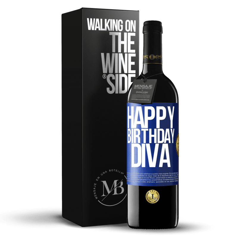 39,95 € Free Shipping | Red Wine RED Edition MBE Reserve Happy birthday Diva Blue Label. Customizable label Reserve 12 Months Harvest 2014 Tempranillo