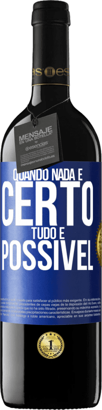 39,95 € Envio grátis | Vinho tinto Edição RED MBE Reserva Quando nada é certo, tudo é possível Etiqueta Azul. Etiqueta personalizável Reserva 12 Meses Colheita 2016 Tempranillo