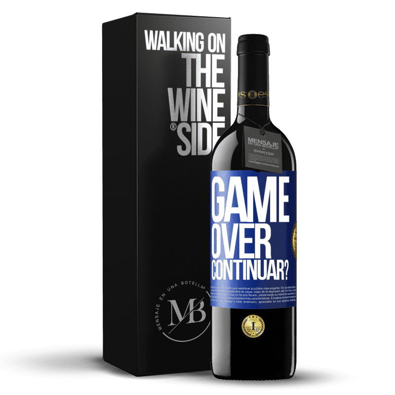 39,95 € Envio grátis | Vinho tinto Edição RED MBE Reserva GAME OVER. Continuar? Etiqueta Azul. Etiqueta personalizável Reserva 12 Meses Colheita 2016 Tempranillo