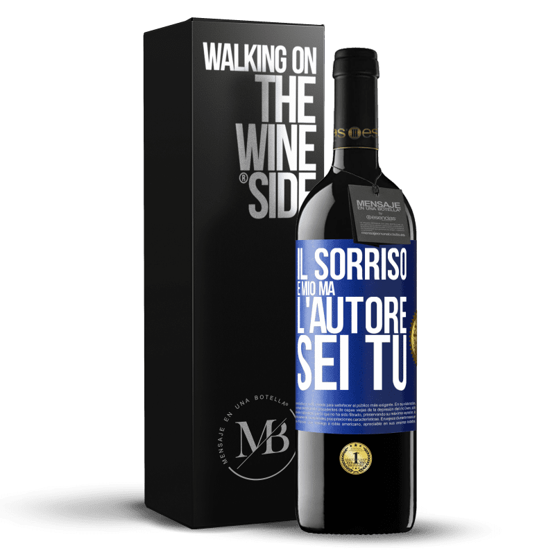39,95 € Spedizione Gratuita | Vino rosso Edizione RED MBE Riserva Il sorriso è mio, ma l'autore sei tu Etichetta Blu. Etichetta personalizzabile Riserva 12 Mesi Raccogliere 2016 Tempranillo