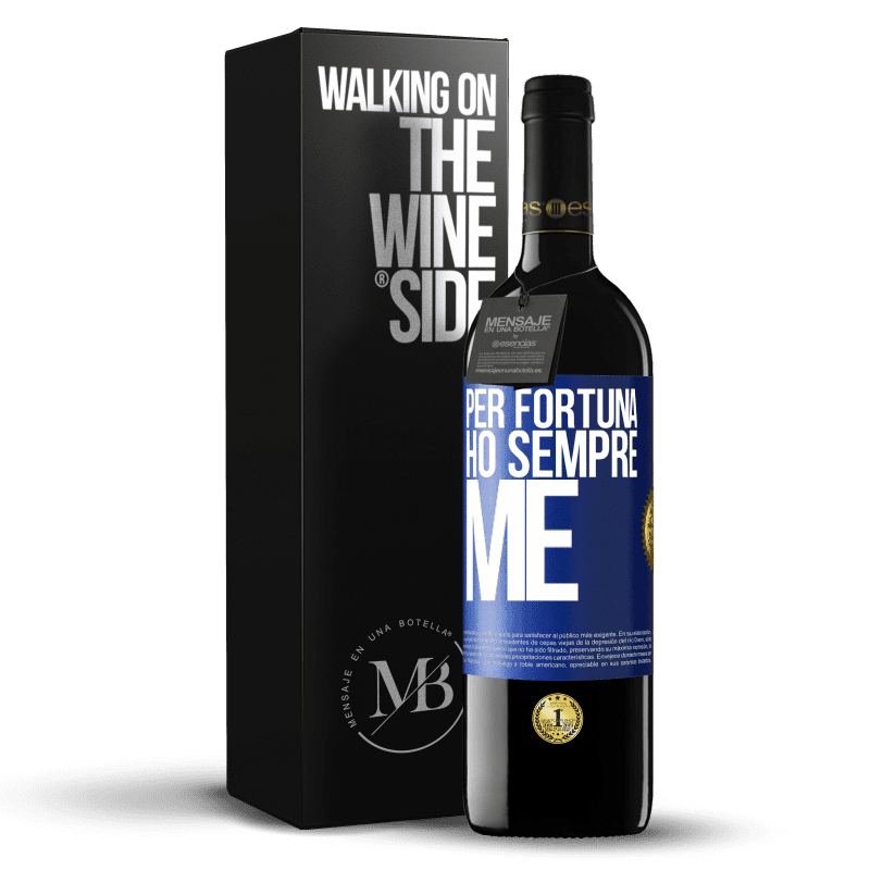 39,95 € Spedizione Gratuita | Vino rosso Edizione RED MBE Riserva Per fortuna ho sempre me Etichetta Blu. Etichetta personalizzabile Riserva 12 Mesi Raccogliere 2016 Tempranillo