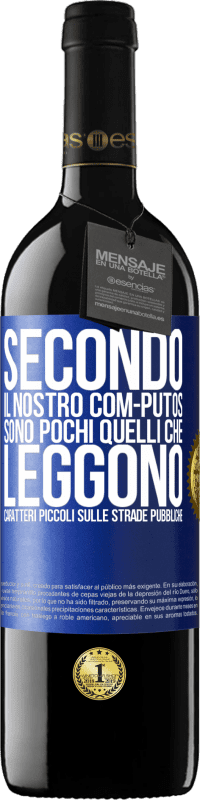 «Secondo il nostro com-PUTOS, sono pochi quelli CHE LEGGONO caratteri piccoli sulle strade pubbliche» Edizione RED MBE Riserva