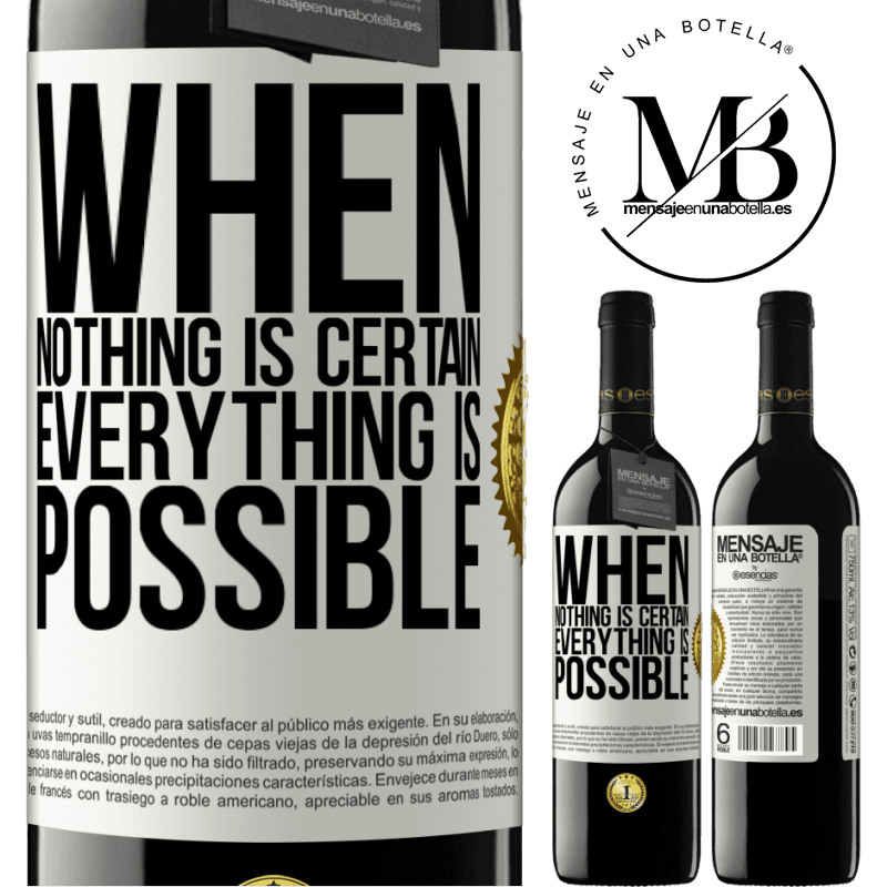 24,95 € Free Shipping | Red Wine RED Edition Crianza 6 Months When nothing is certain, everything is possible White Label. Customizable label Aging in oak barrels 6 Months Harvest 2019 Tempranillo