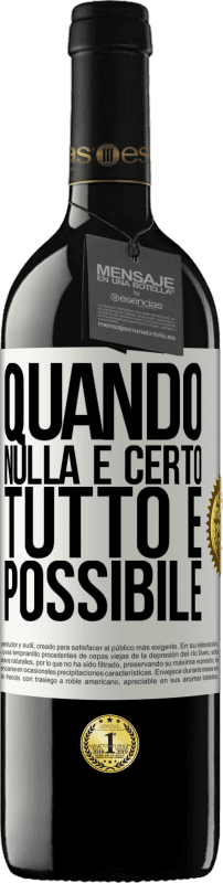 39,95 € | Vino rosso Edizione RED MBE Riserva Quando nulla è certo, tutto è possibile Etichetta Bianca. Etichetta personalizzabile Riserva 12 Mesi Raccogliere 2015 Tempranillo