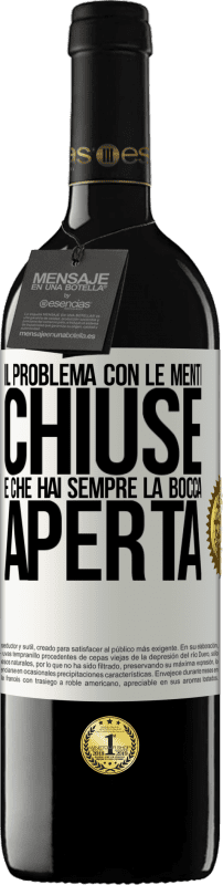 39,95 € Spedizione Gratuita | Vino rosso Edizione RED MBE Riserva Il problema con le menti chiuse è che hai sempre la bocca aperta Etichetta Bianca. Etichetta personalizzabile Riserva 12 Mesi Raccogliere 2016 Tempranillo