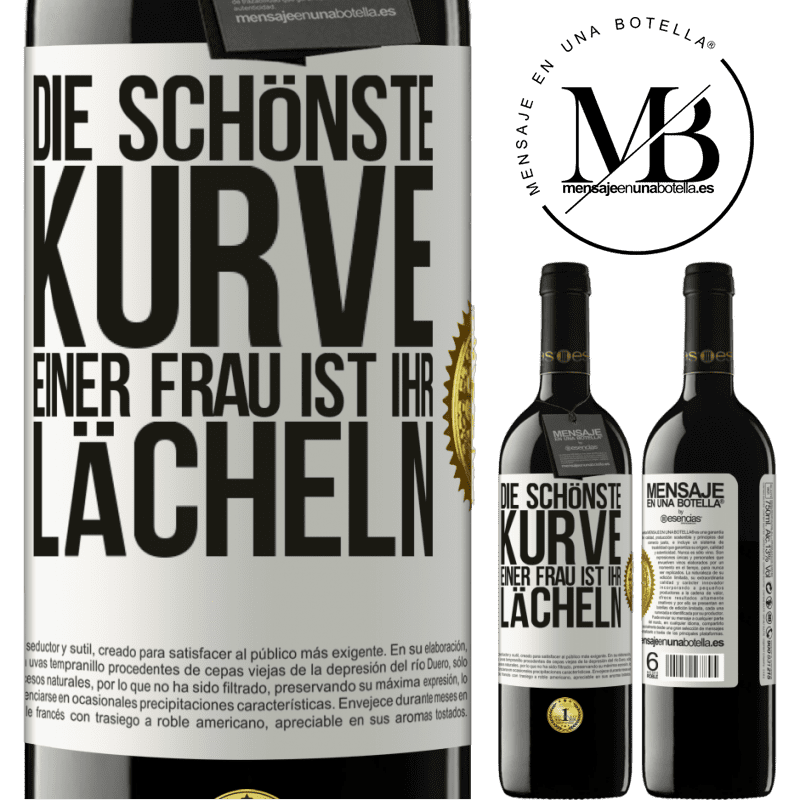 39,95 € Kostenloser Versand | Rotwein RED Ausgabe MBE Reserve Die schönste Kurve einer Frau ist ihr Lächeln Weißes Etikett. Anpassbares Etikett Reserve 12 Monate Ernte 2016 Tempranillo