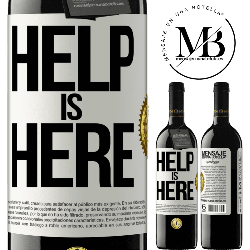 39,95 € Spedizione Gratuita | Vino rosso Edizione RED MBE Riserva Help is Here Etichetta Bianca. Etichetta personalizzabile Riserva 12 Mesi Raccogliere 2015 Tempranillo
