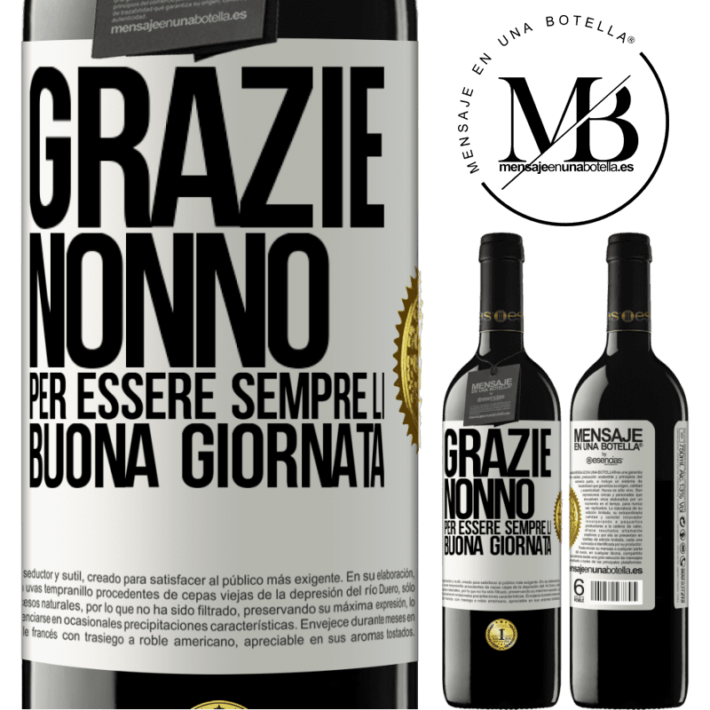 39,95 € Spedizione Gratuita | Vino rosso Edizione RED MBE Riserva Grazie nonno, per essere sempre lì. Buona giornata Etichetta Bianca. Etichetta personalizzabile Riserva 12 Mesi Raccogliere 2016 Tempranillo