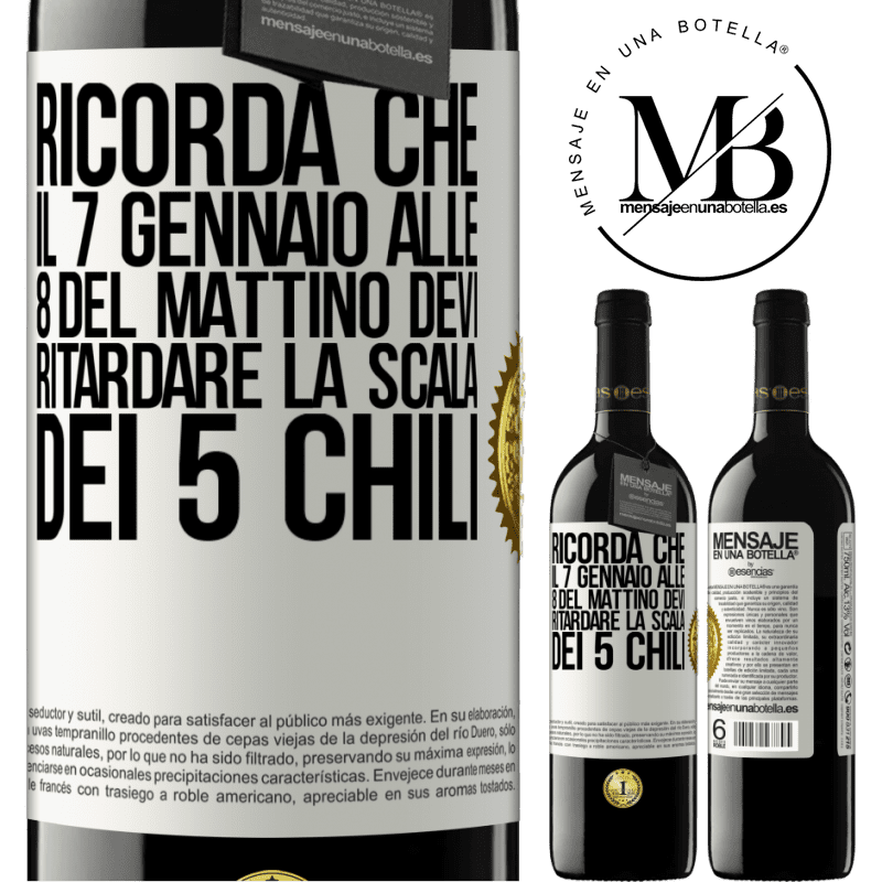 39,95 € Spedizione Gratuita | Vino rosso Edizione RED MBE Riserva Ricorda che il 7 gennaio alle 8 del mattino devi ritardare la scala dei 5 chili Etichetta Bianca. Etichetta personalizzabile Riserva 12 Mesi Raccogliere 2014 Tempranillo