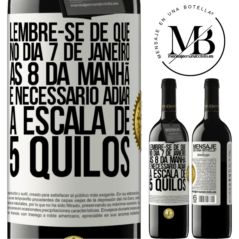 39,95 € Envio grátis | Vinho tinto Edição RED MBE Reserva Lembre-se de que, no dia 7 de janeiro, às 8 da manhã, é necessário adiar a escala de 5 quilos Etiqueta Branca. Etiqueta personalizável Reserva 12 Meses Colheita 2014 Tempranillo