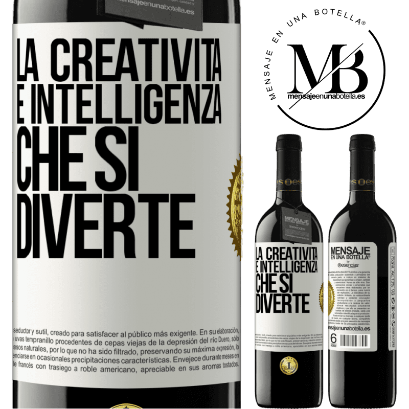 39,95 € Spedizione Gratuita | Vino rosso Edizione RED MBE Riserva La creatività è intelligenza che si diverte Etichetta Bianca. Etichetta personalizzabile Riserva 12 Mesi Raccogliere 2014 Tempranillo