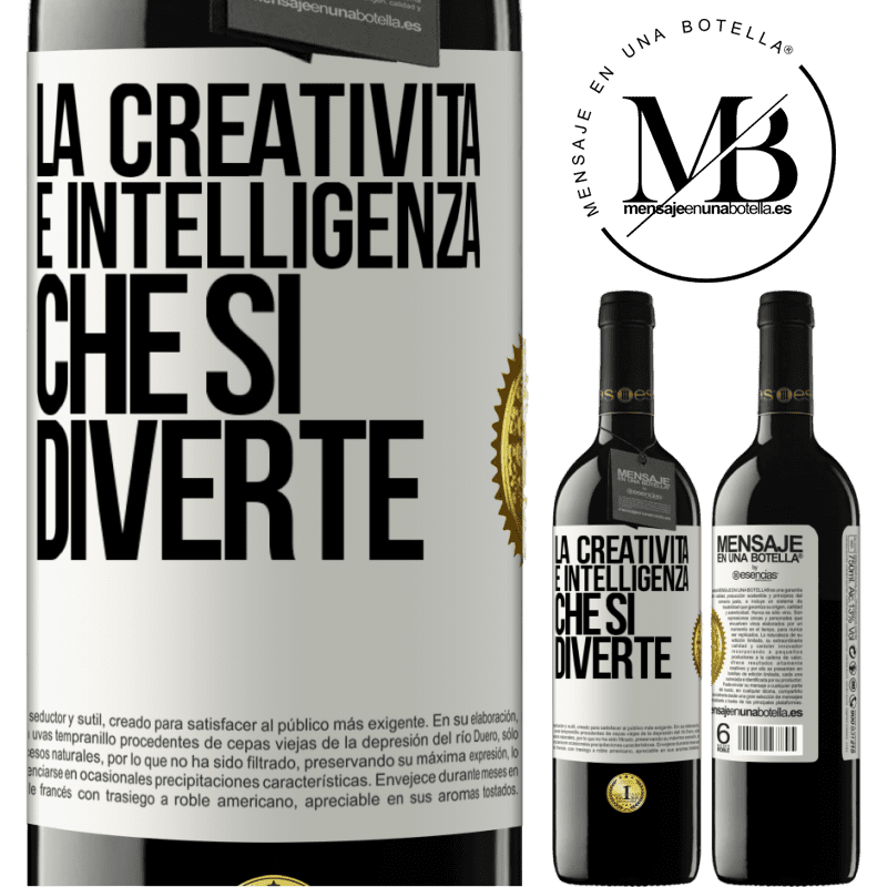 39,95 € Spedizione Gratuita | Vino rosso Edizione RED MBE Riserva La creatività è intelligenza che si diverte Etichetta Bianca. Etichetta personalizzabile Riserva 12 Mesi Raccogliere 2016 Tempranillo