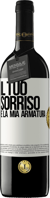 39,95 € | Vino rosso Edizione RED MBE Riserva Il tuo sorriso è la mia armatura Etichetta Bianca. Etichetta personalizzabile Riserva 12 Mesi Raccogliere 2015 Tempranillo