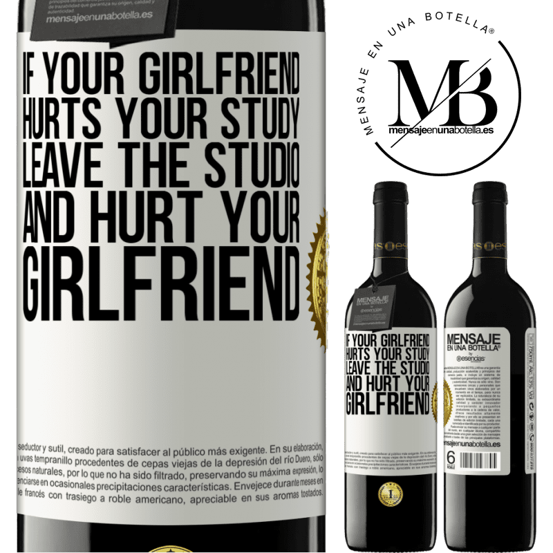24,95 € Free Shipping | Red Wine RED Edition Crianza 6 Months If your girlfriend hurts your study, leave the studio and hurt your girlfriend White Label. Customizable label Aging in oak barrels 6 Months Harvest 2019 Tempranillo