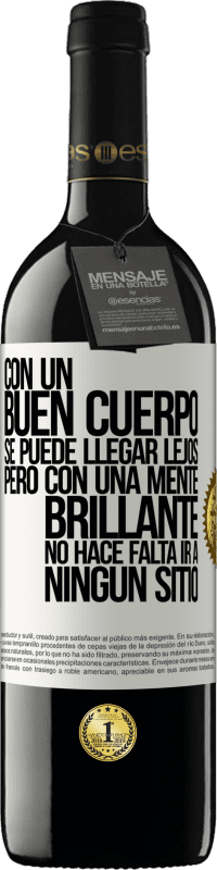 39,95 € | Vino Tinto Edición RED MBE Reserva Con un buen cuerpo se puede llegar lejos, pero con una mente brillante no hace falta ir a ningún sitio Etiqueta Blanca. Etiqueta personalizable Reserva 12 Meses Cosecha 2015 Tempranillo