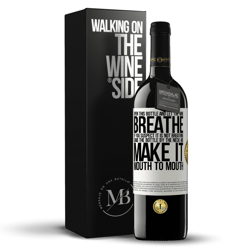 39,95 € Free Shipping | Red Wine RED Edition MBE Reserve Open this bottle and let the wine breathe. If you suspect you are not breathing, grab the bottle by the neck and make it White Label. Customizable label Reserve 12 Months Harvest 2014 Tempranillo