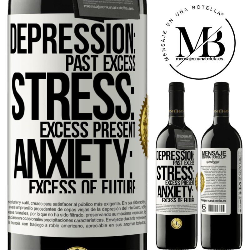 24,95 € Free Shipping | Red Wine RED Edition Crianza 6 Months Depression: past excess. Stress: excess present. Anxiety: excess of future White Label. Customizable label Aging in oak barrels 6 Months Harvest 2019 Tempranillo