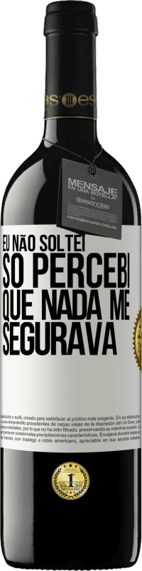 39,95 € | Vinho tinto Edição RED MBE Reserva Eu não soltei, só percebi que nada me segurava Etiqueta Branca. Etiqueta personalizável Reserva 12 Meses Colheita 2015 Tempranillo