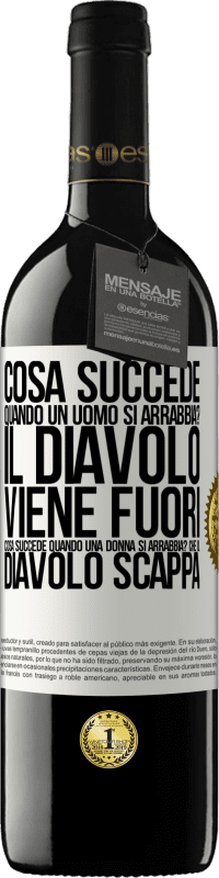 39,95 € | Vino rosso Edizione RED MBE Riserva cosa succede quando un uomo si arrabbia? Il diavolo viene fuori. Cosa succede quando una donna si arrabbia? Che il diavolo Etichetta Bianca. Etichetta personalizzabile Riserva 12 Mesi Raccogliere 2015 Tempranillo