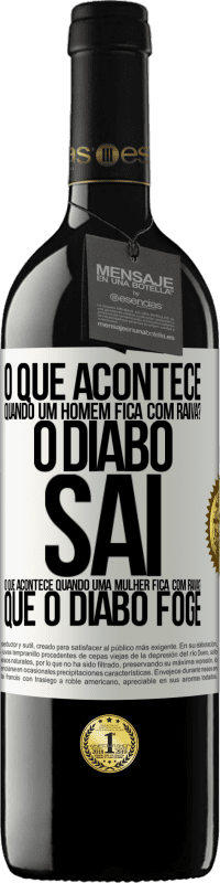 39,95 € | Vinho tinto Edição RED MBE Reserva o que acontece quando um homem fica com raiva? O diabo sai. O que acontece quando uma mulher fica com raiva? Que o diabo foge Etiqueta Branca. Etiqueta personalizável Reserva 12 Meses Colheita 2015 Tempranillo