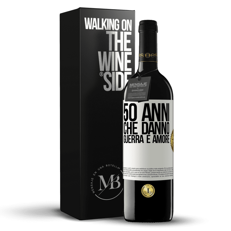 39,95 € Spedizione Gratuita | Vino rosso Edizione RED MBE Riserva 50 anni che danno guerra e amore Etichetta Bianca. Etichetta personalizzabile Riserva 12 Mesi Raccogliere 2016 Tempranillo