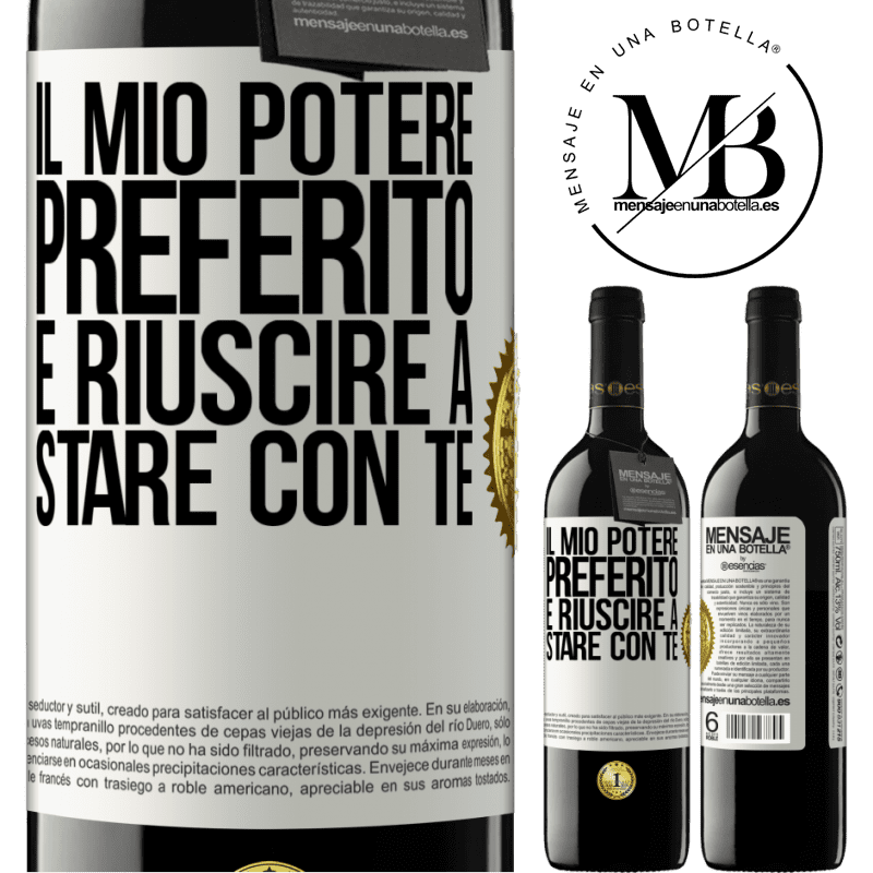 39,95 € Spedizione Gratuita | Vino rosso Edizione RED MBE Riserva Il mio potere preferito è riuscire a stare con te Etichetta Bianca. Etichetta personalizzabile Riserva 12 Mesi Raccogliere 2014 Tempranillo